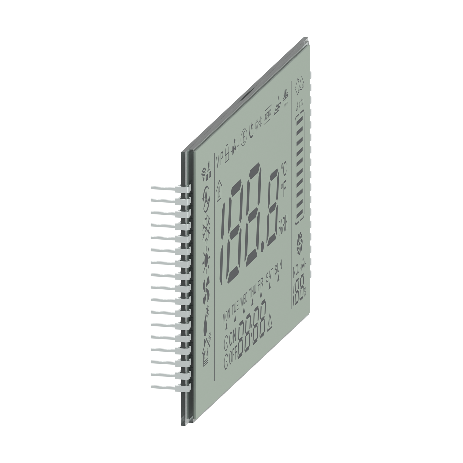 S04858D LCD TN, rendu en perspective latérale gauche sur fond blanc