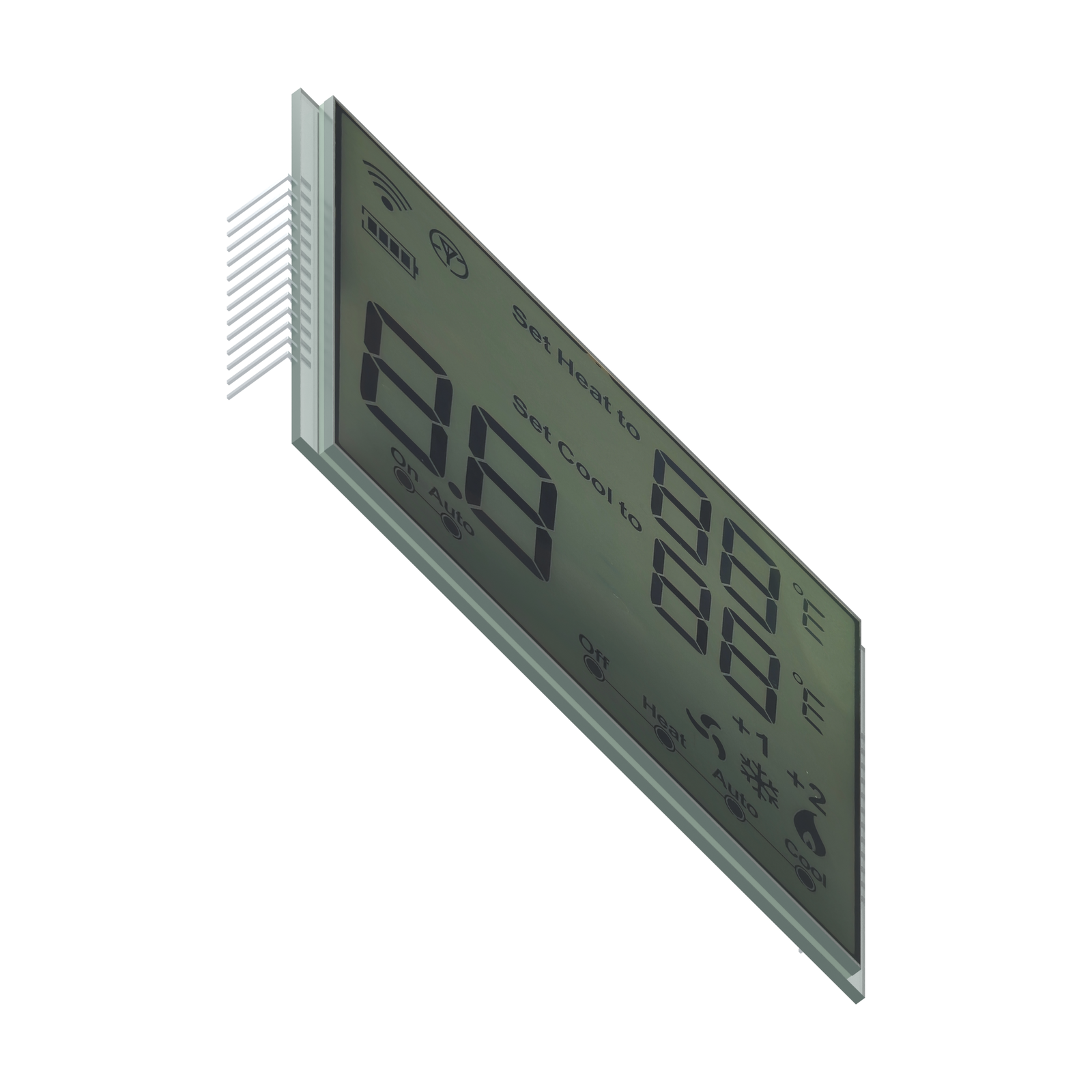 흰색 배경의 S04819D HTN LCD 낮은 각도의 정면 렌더링