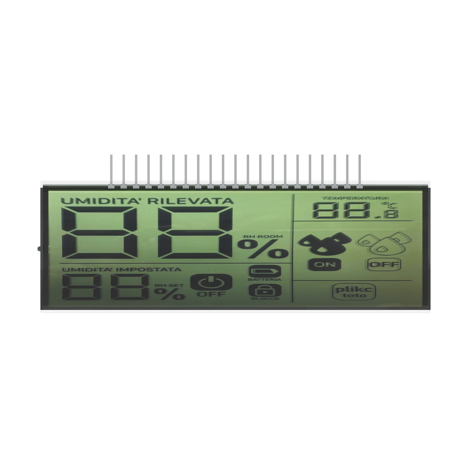 흰색 배경의 S3439D FSTN LCD 낮은 각도 정면 렌더링