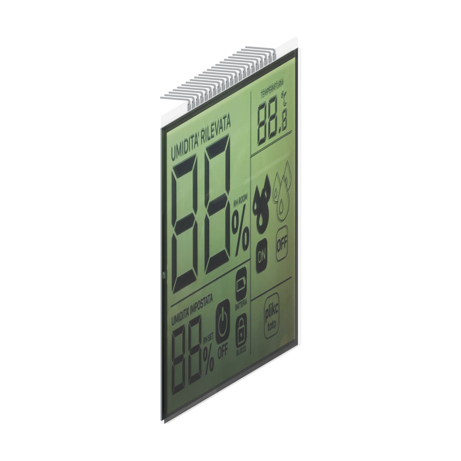 흰색 배경의 S3439D FSTN LCD 왼쪽 측면 투시 렌더링