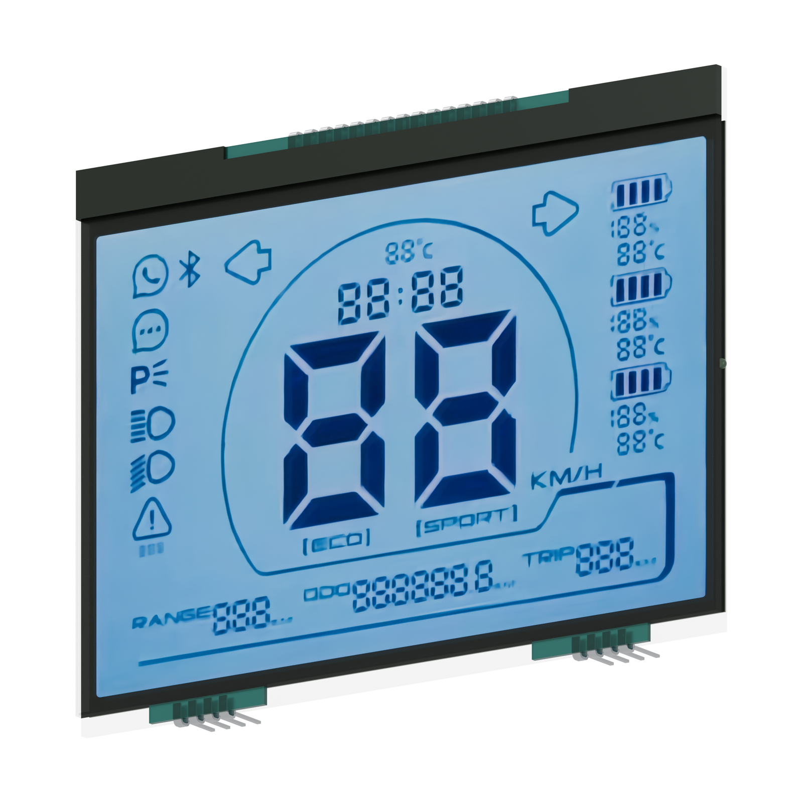 S3515D LCD HTN, renderização frontal direita sobre fundo branco