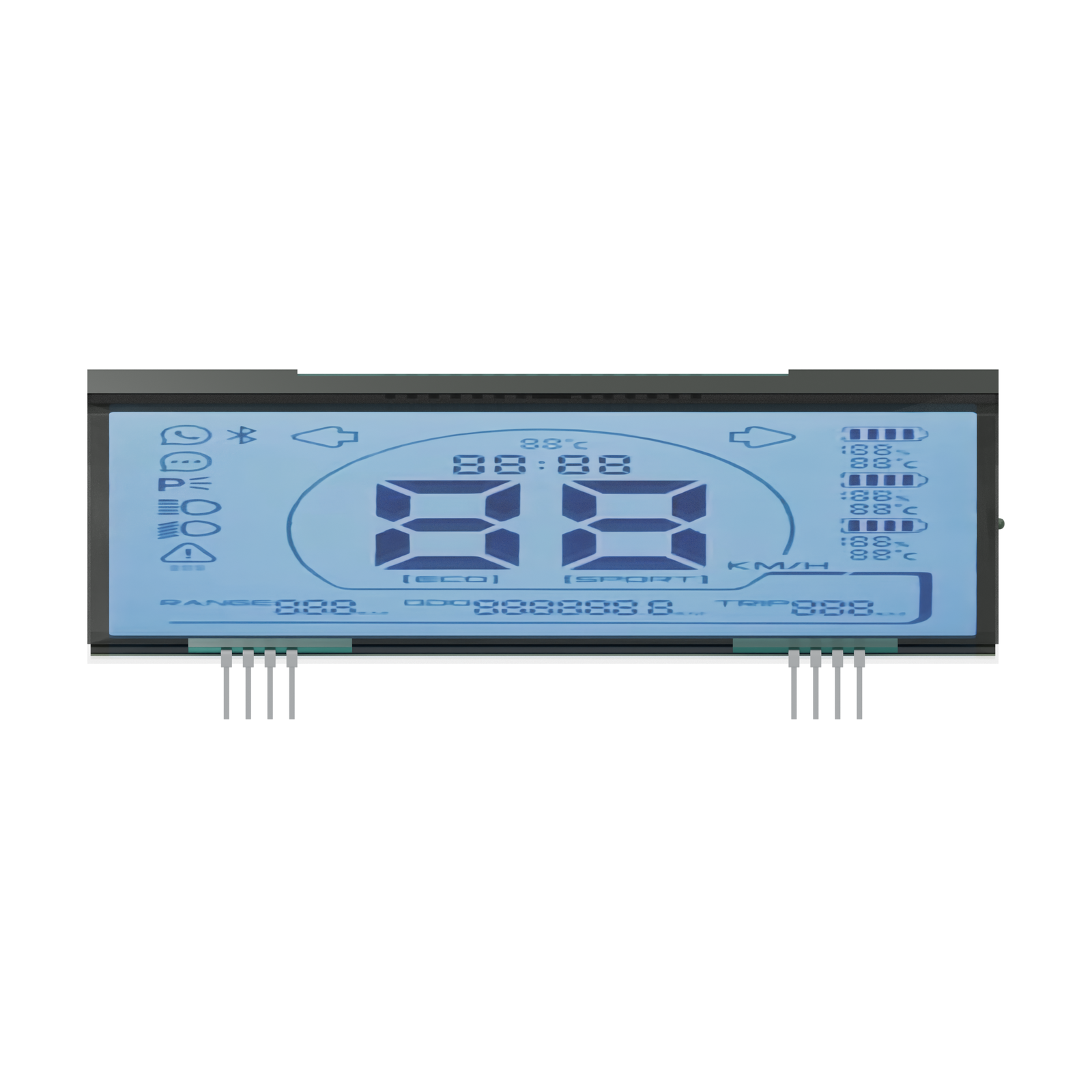 S3515D LCD HTN, renderização frontal em ângulo baixo sobre fundo branco