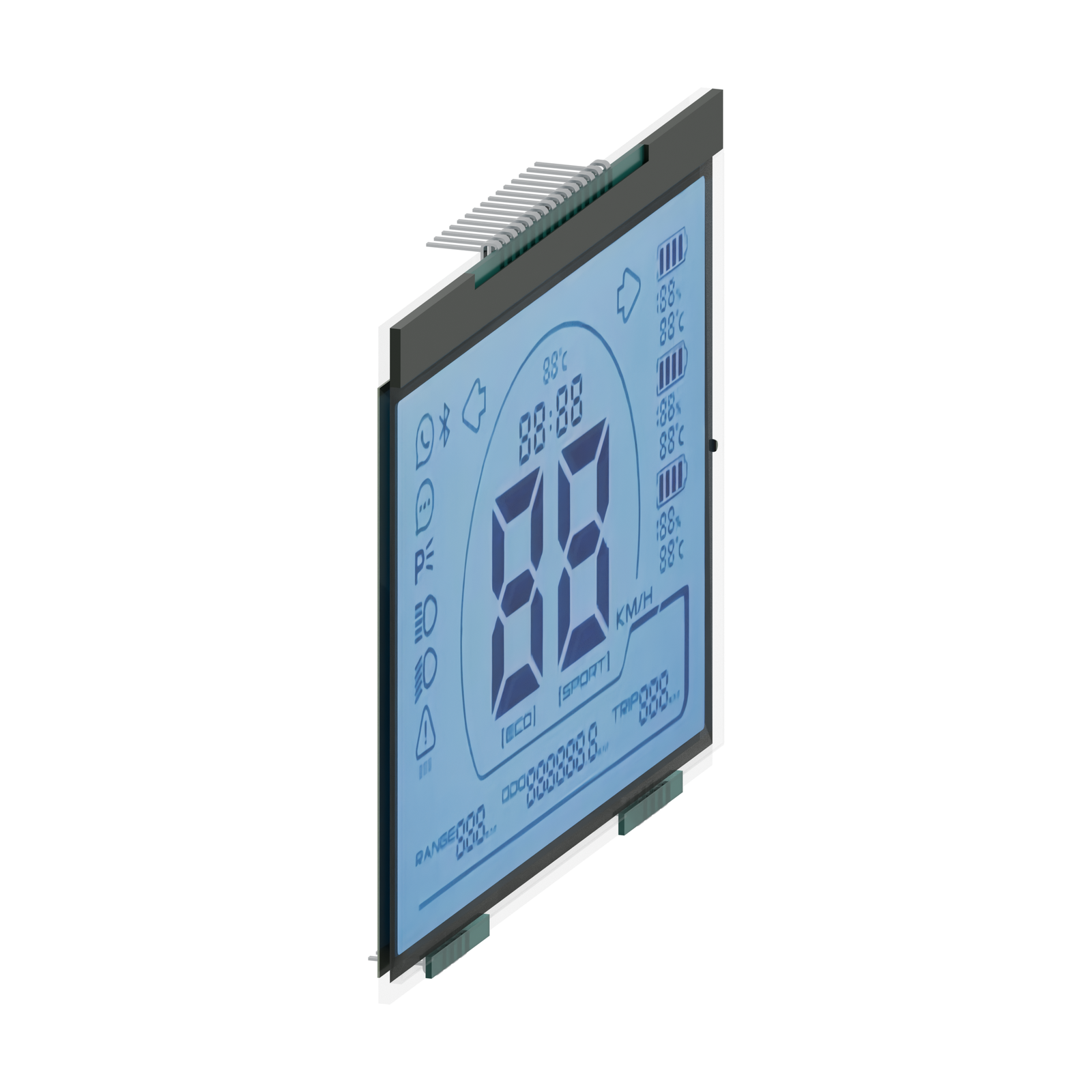 S3515D LCD HTN, renderização em perspectiva lateral esquerda sobre fundo branco