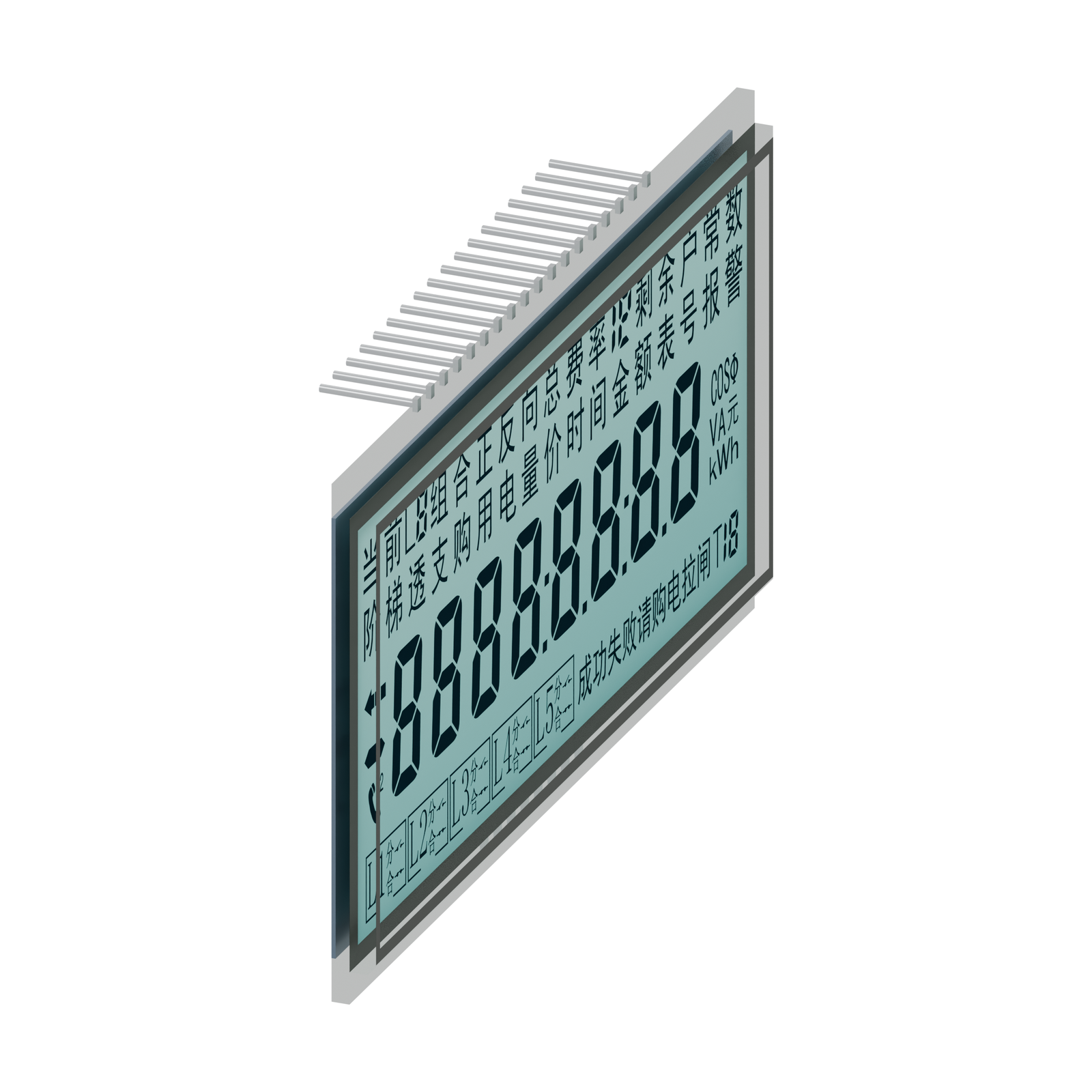 S3986D LCD HTN, renderização em perspectiva lateral esquerda sobre fundo branco
