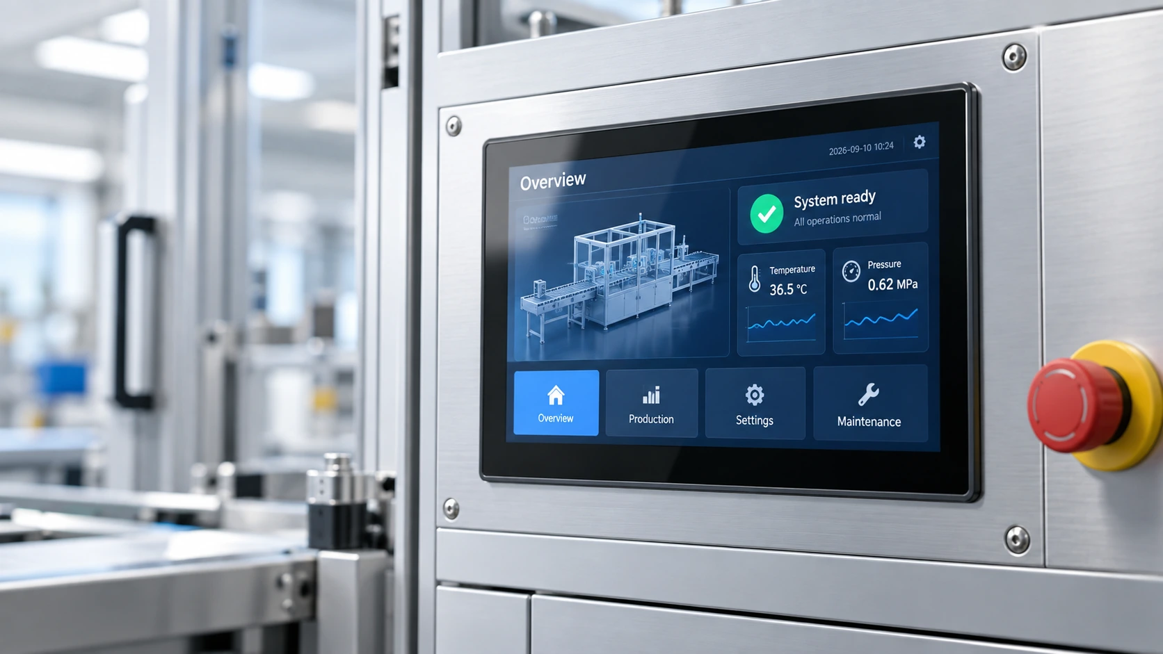 Illustrative industrial HMI on automated equipment