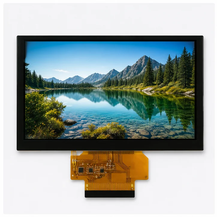 7-inch 1024x600 TFT LCD module with bezel and FPC visual reference