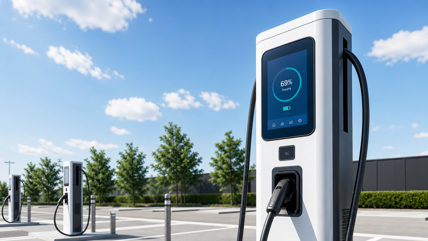 Outdoor EV charging HMI with a readable TFT LCD in direct sunlight